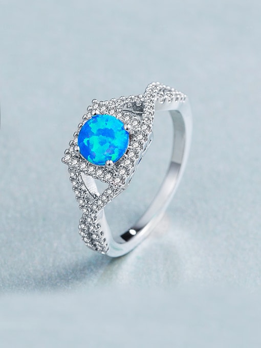 Blue 6MM Opal Stone Engagement Ring