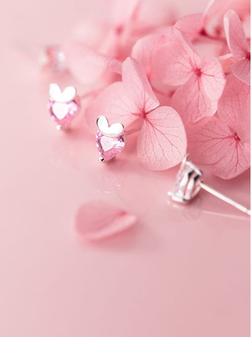 Rosh 925 Sterling Silver With Silver Plated Cute Heart Stud Earrings 2