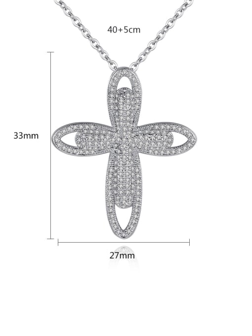 BLING SU Copper inlaid 3A zircon Cross Necklace 2