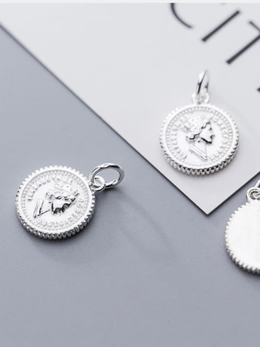 FAN 925 Sterling Silver With Silver Plated Classic Round Portrait Charms