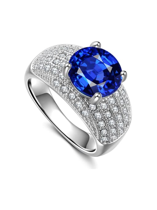 blue Copper With Cubic Zirconia  Delicate Round Multistone Rings