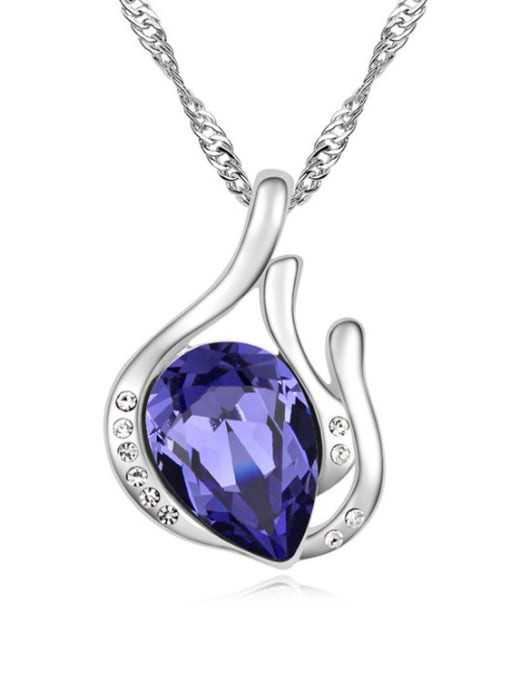 purple Simple Water Drop austrian Crystal Pendant Necklace