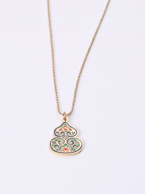 GROSE Titanium With Gold Plated Cute Green Gourd  Necklaces 0