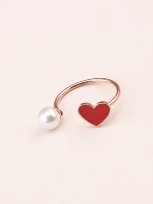 GROSE Red Glue Artificial Pearl Opening Ring 1