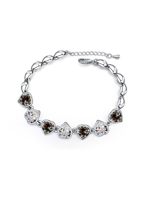 Black Simple Heart austrian Crystals Alloy Platinum Plated Bracelet