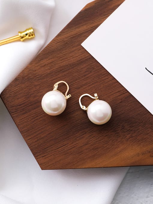 A White Pearl Alloy With Imitation Pearl Clip On Earrings
