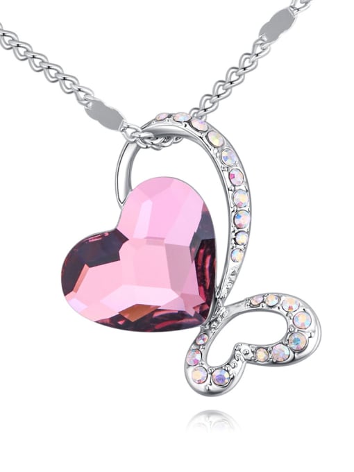 Purple Fashion Cubic Heart austrian Crystals Pendant Alloy Necklace