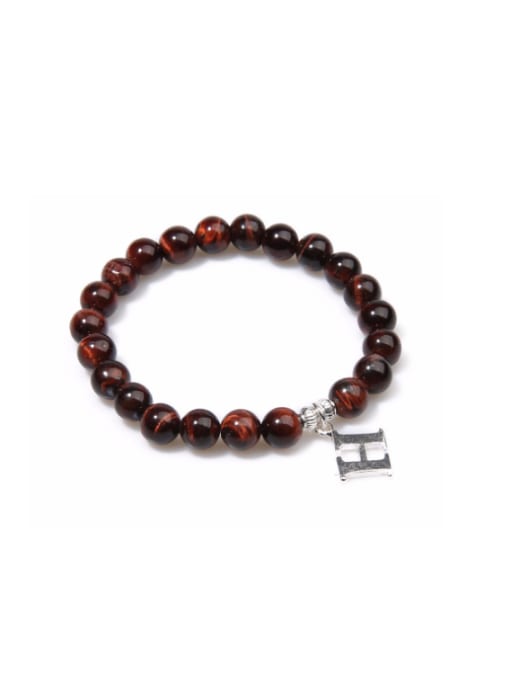 B6061-A Red Tiger Letter Alloy Accessories Semi-precious Stones Bracelet