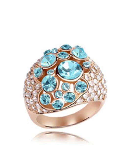 blue Exaggerated Cubic austrian Crystals Alloy Ring
