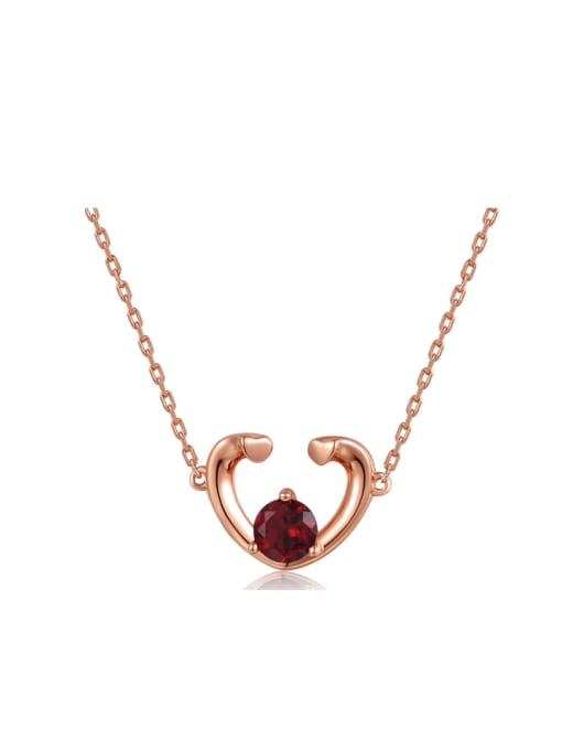 ZK Heart-shape Natural Garnet Clavicle Necklace 0