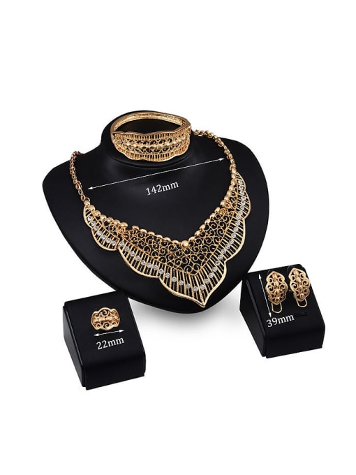 BESTIE Alloy Imitation-gold Plated Vintage style Hollow CZ Four Pieces Jewelry Set 2