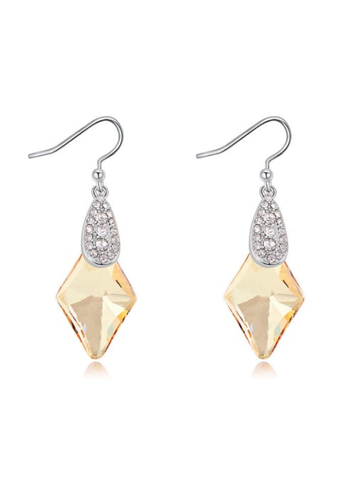 yellow Simple Rhombus Cubic austrian Crystals Alloy Earrings