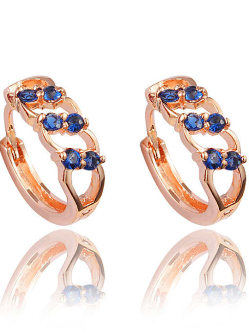 rose gold Exquisite Rose Gold Plated Blue Zircon Clip Earrings