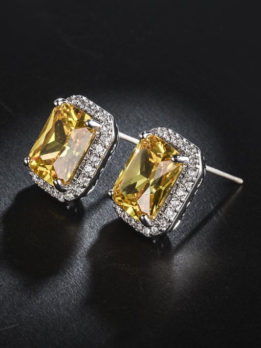 ALI Micro-inlay Zircon yellow bling-bling Earrings 1