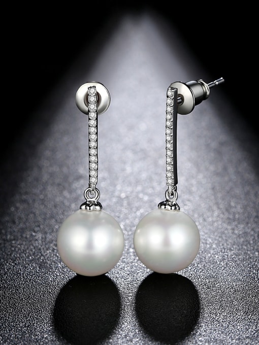 BLING SU Copper With pearl Fashion Ball Drop Earrings 3