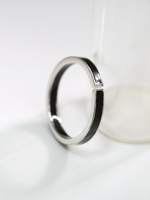 Peng Yuan Simple Black Enamel 925 Silver Women Ring 3