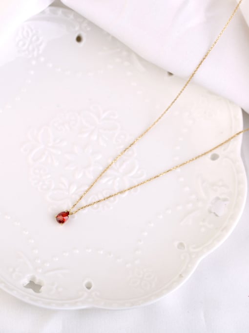 Peng Yuan Simple Red Stone Gold Plated Necklace 2