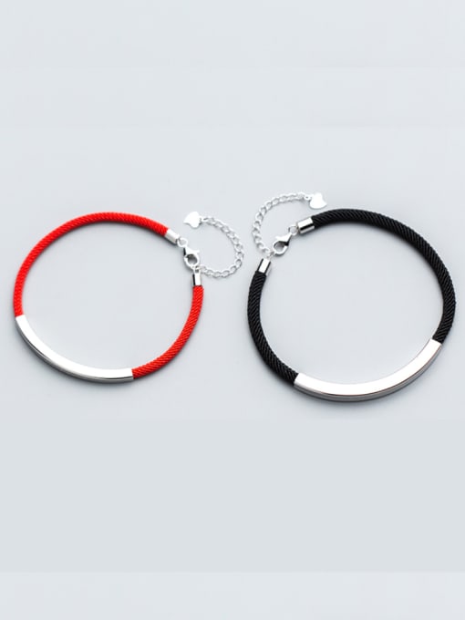 Rosh Sterling silver Minimalist hand-woven red thread bracelet 0