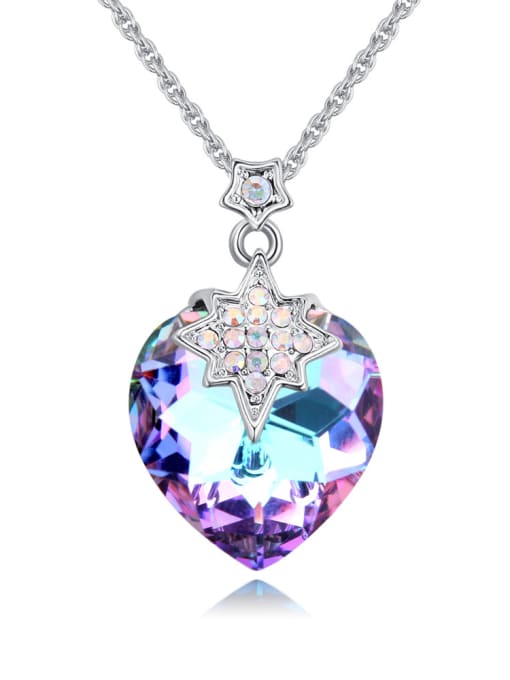 Purple Fashion Heart austrian Crystal Pendant Alloy Necklace