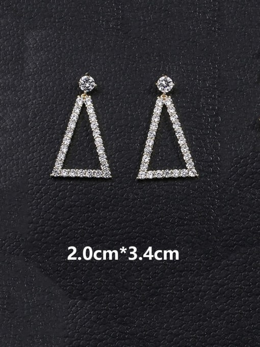 gold Copper With Cubic Zirconia Simplistic Triangle Drop Earrings