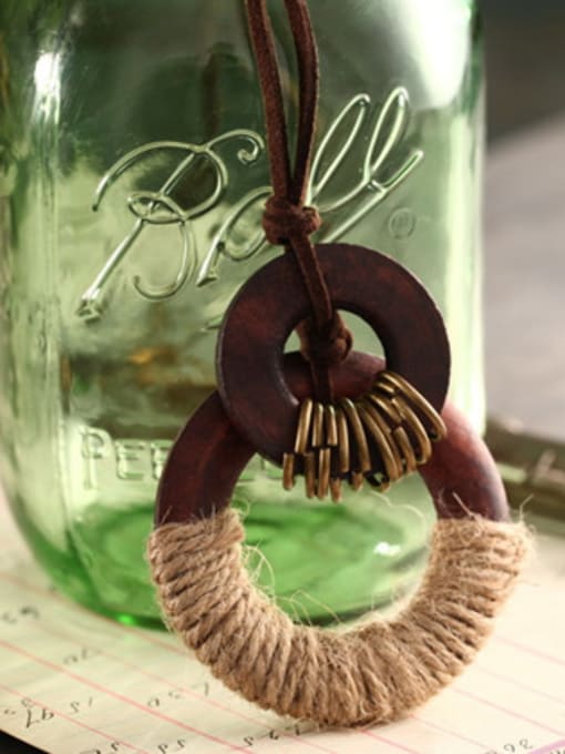 Dandelion Delicate Wooden Round Shaped Necklace 0