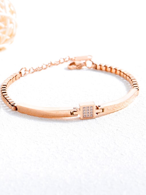 Rose Gold Stainless Steel With Rose Gold Plated Simplistic Geometric Bracelets