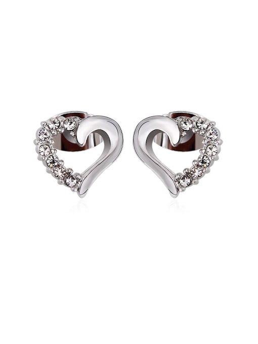 Platinum, White 18K White Gold Heart-shaped Crystal stud Earring