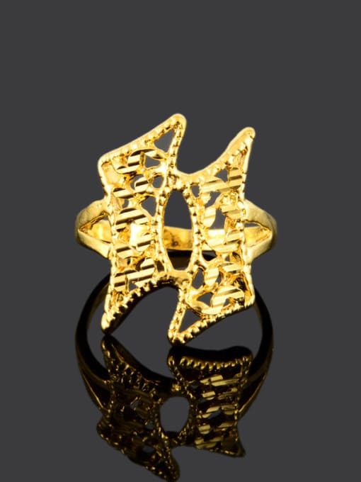 Yi Heng Da Fashion Hollow Geometric Shaped 24K Gold Plated Ring 1