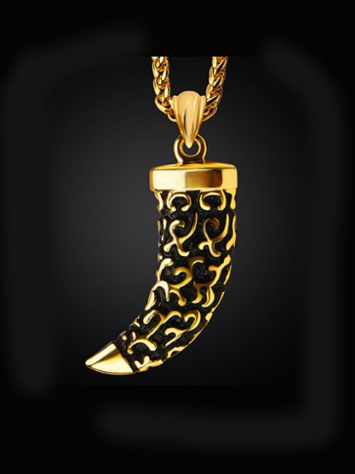 gold Retro Wolf Tooth Necklace