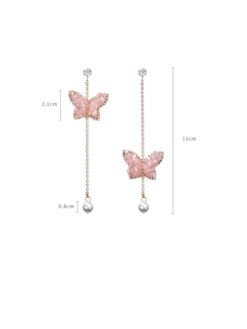 Girlhood Alloy With Rose Gold Plated Simplistic Butterfly Tassel Earrings 1