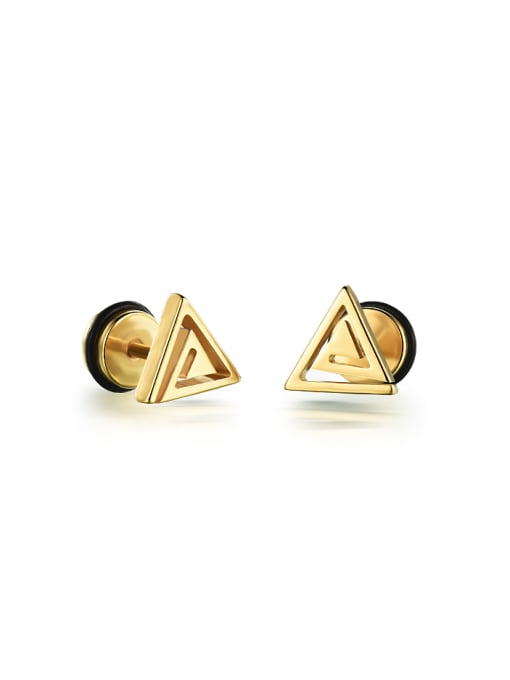 gold Simple Tiny Triangle Titanium Stud Earrings