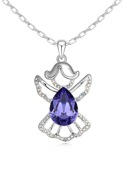 QIANZI Fashion Water Drop austrian Crystal Angel Pendant Alloy Necklace 2