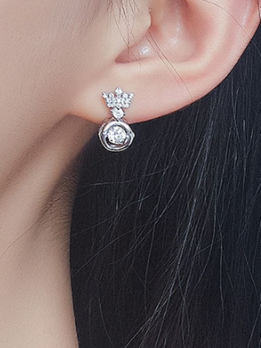 Peng Yuan Tiny Zircon Crown Stud Earrings 1
