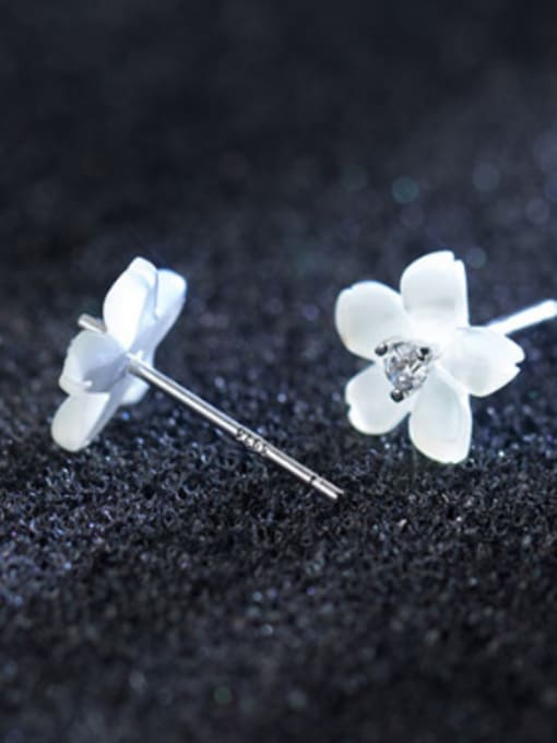 Rosh S925 silver natural shell sweet flowers stud Earring 3