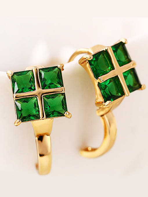 XP Copper Alloy Gold Plated Fashion Square Zircon clip on earring 2