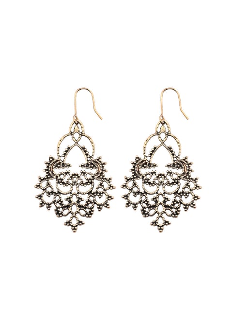 Gujin Retro style Hollow Antique Gold Plated Alloy Earrings 0