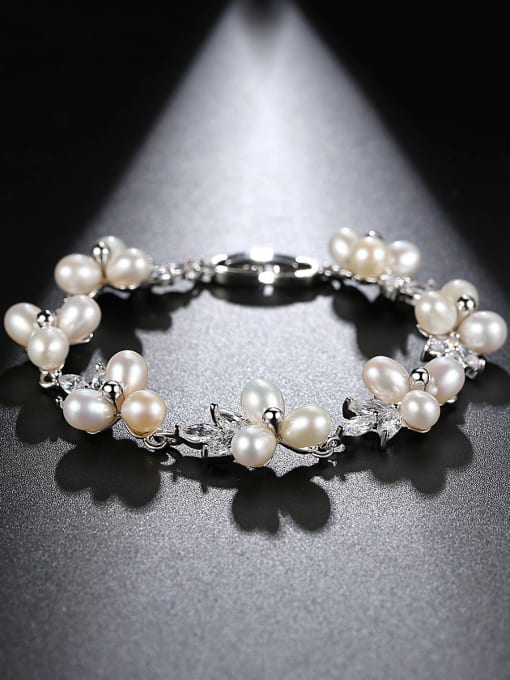 BLING SU AAA zircon mosaic freshwater pearl Fashion Bracelet 2