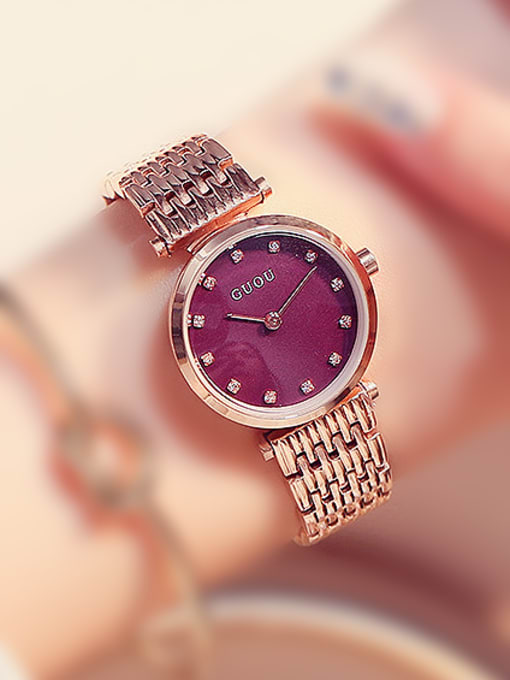 purple GUOU Brand Classical Numberless Watch