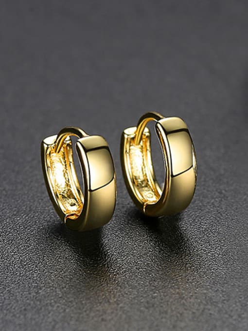 gold 925 Sterling Silver With Glossy  Simplistic Round Stud Earrings
