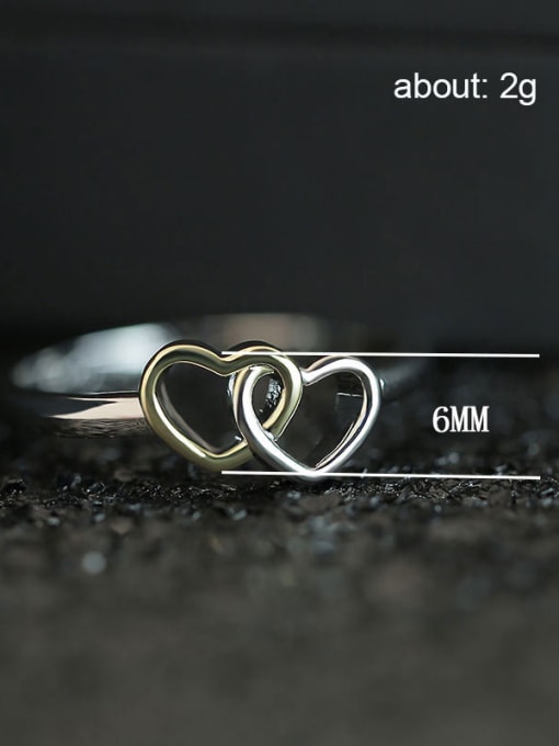 MATCH Copper With  Two-color plating Heart-shaped interlock Rings 2