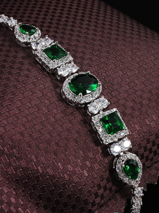 SANTIAGO Exquisite Green Geometric Shaped Zircon Bracelet 1