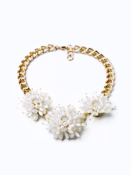 KM Artificial Pearls Flower Alloy Necklace 0