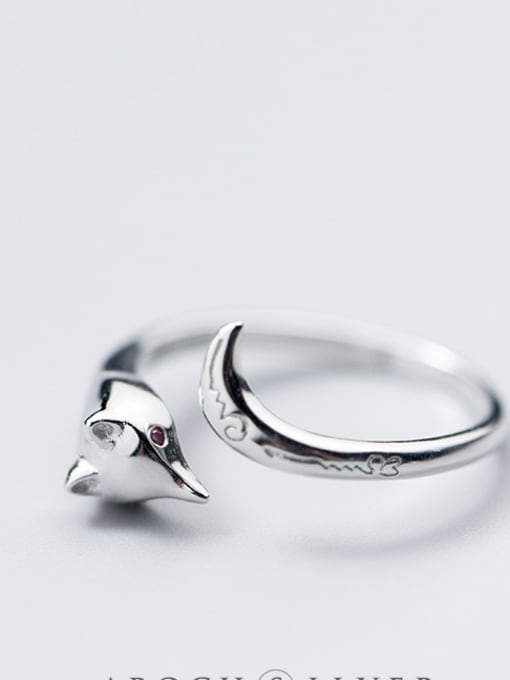 Rosh S925 Silver Ring female Department of the literary fox fox ring temperament personality can open the index finger J4455 0