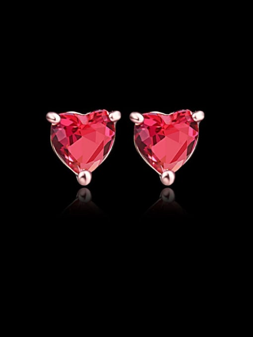 Qing Xing Rose Love Heart  Rose Gold Plated  Fresh and Lovely stud Earring 0