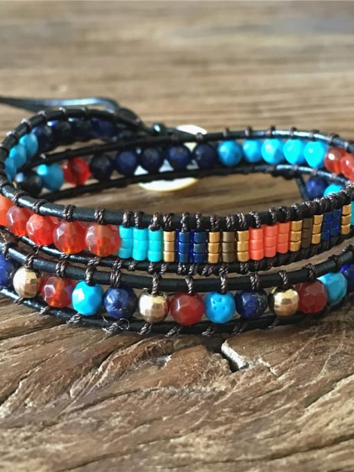 handmade Double Layer Colorful Leather Rope Bracelet 2