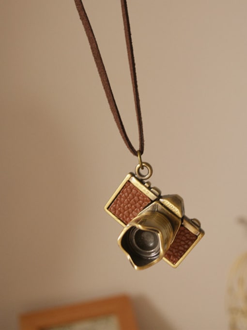 Coffee Unisex Exquisite Camera Shaped Necklace