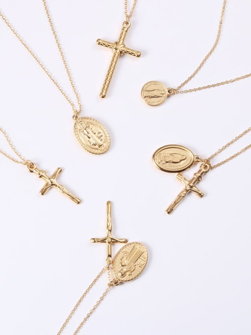 GROSE Alloy With Gold Plated Simplistic Cross Necklaces 0
