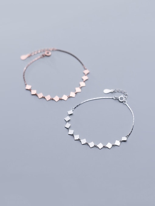 Rosh 925 Sterling Silver With Glossy Simplistic Geometric Bracelets 2