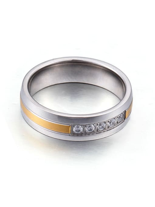 KAKALEN Stainless Steel With Rhinestone Classic Band Rings 1