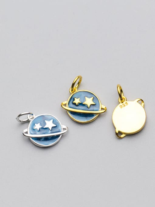 FAN 925 Sterling Silver With Gold Plated Trendy Round star Charms 0